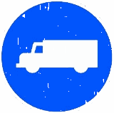 R-406 · Calzada obligatoria para camiones, tractocamiones y furgones o furgonetas