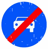 R-507 · Fin de calzada obligatoria para automóviles, excepto motocicletas de dos ruedas.